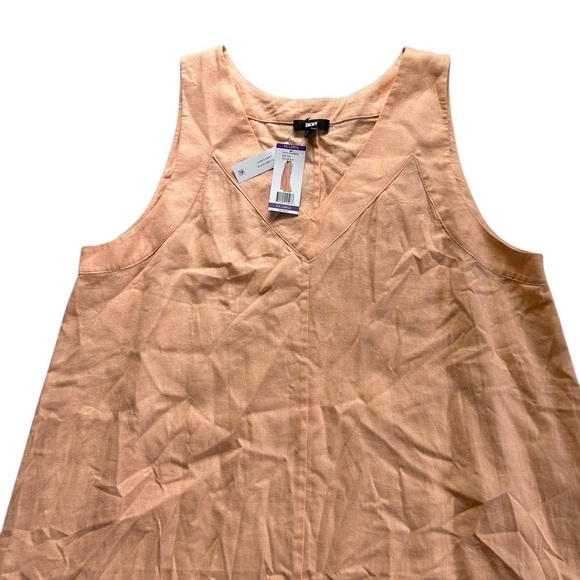 DKNY XXL Linen Side Slit V Neck Sleeveless Maxi Dress - Picture 4 of 12